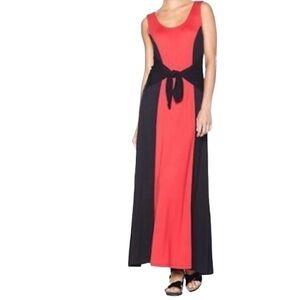 Completely Me by Liz Lange Maxi Black and Red Cocktail Dress with Sash  Size 1X